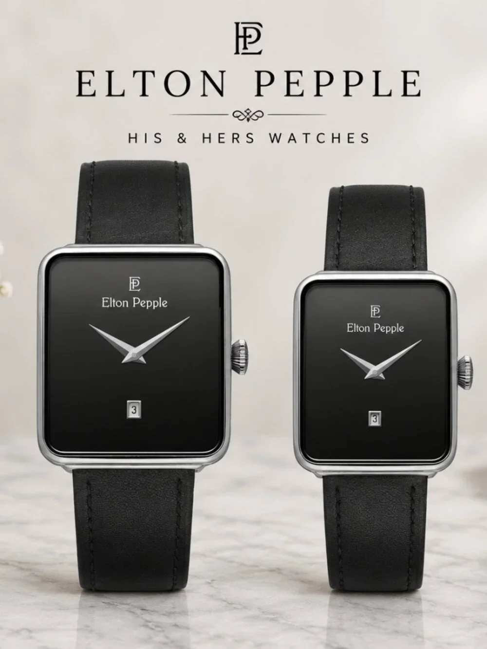 Elton Pepple His and Hers Stainless Steel Watch Box Set